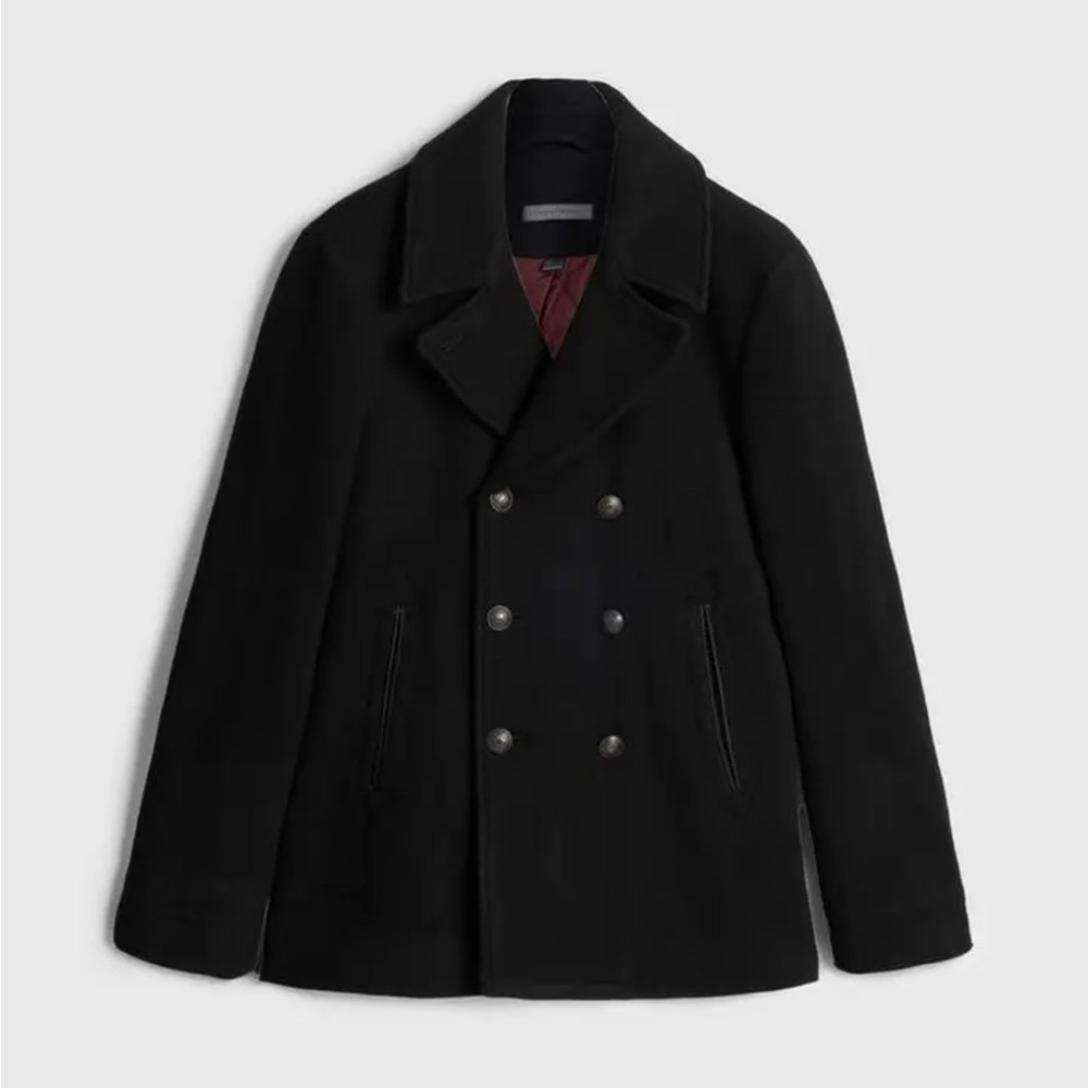 John varvatos carlos peacoat 44 small black men slim nwt